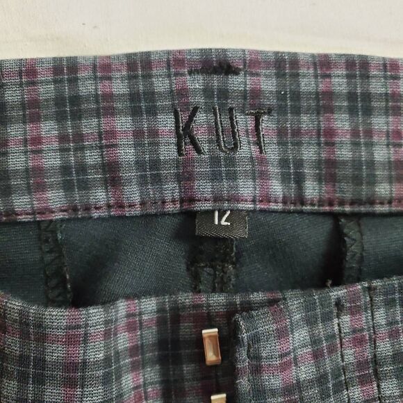 KUT from the Kloth Women’s Plaid Skinny Dress Pants Size 12 Purple Gray Stretch - Picture 4 of 7